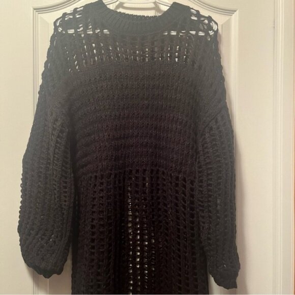 Open Knit Hollow Long Sweater Dress - Picture 5 of 12